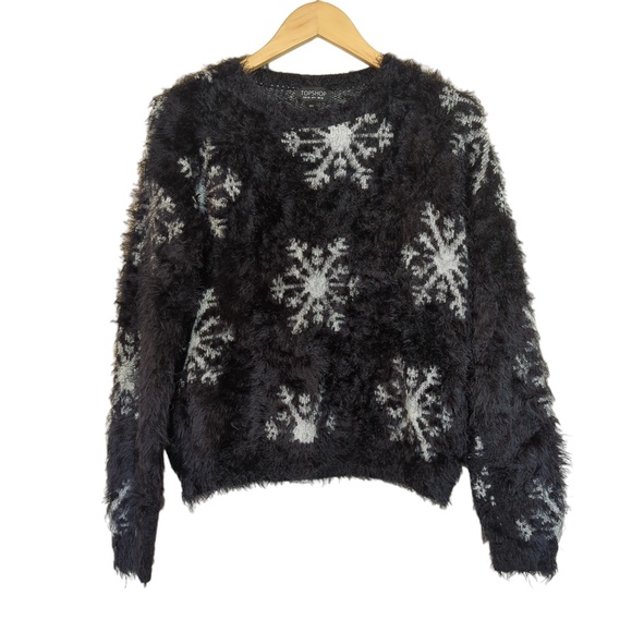 TOPSHOP Snowflake Textured  Warm Fuzzy Eyelash Sweater - Picture 3 of 8